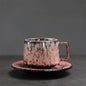 Traditional Arabic Coffee Cup and Dish Set Middle Eastern Style Kiln Transformed Coarse Ceramic Retro Handmade Mug
