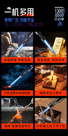 New Powerful Metal Gas Lighter Windproof Kitchen Cooking Torch Flame Jet Barbecue Smoking Accessories Cigar Lighters Men's Gift