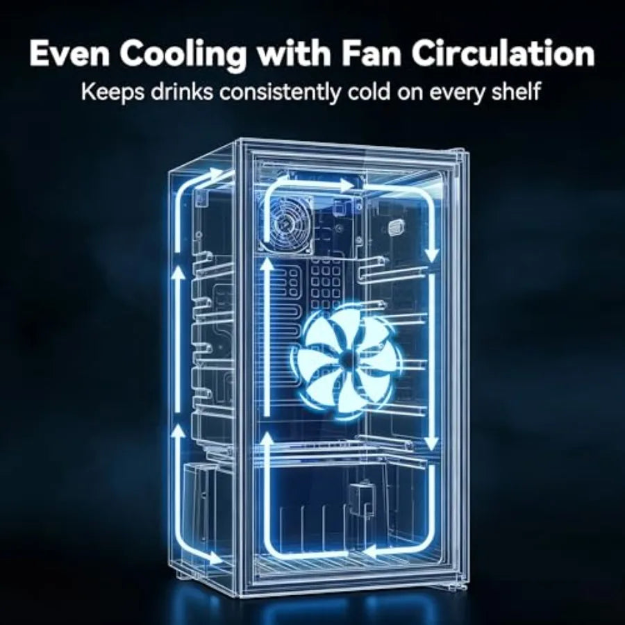Beverage Refrigerator Cooler for Soda, Wine or Beer - Mini Fridge Freestanding Cooler with Glass Door, Adjustable Shelves Digit