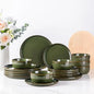 Stoneware Dinnerware Set for 8 Round Reactive Glaze Plates and Bowls Dishwasher and Microwave Safe Highly Scratch Resistant 24-