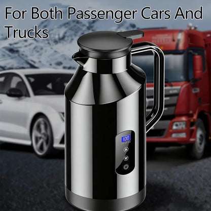 Portable Car Hot Kettle 1.5L Large Capacity 304 Stainless Steel Portable Water Heater Auto Travel 12V 24V For Coffee Tea
