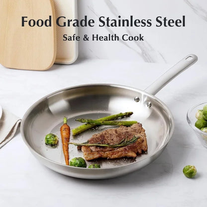 KOCH SYSTEME CS 8inch Frying Pan Stainless Steel Pan for Professional Cooking Uncoated Steak Frying pan omelette pan Induction