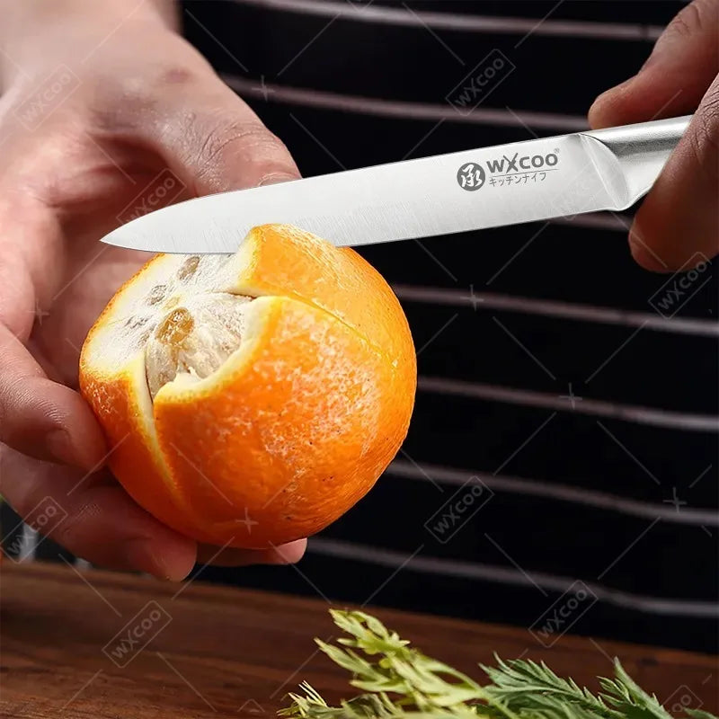 WXCOO Professional Scissor Set Stainless Steel Kitchen Knives BBQ Meat Cutting Japanese Santoku Knife Kitchen Supplies