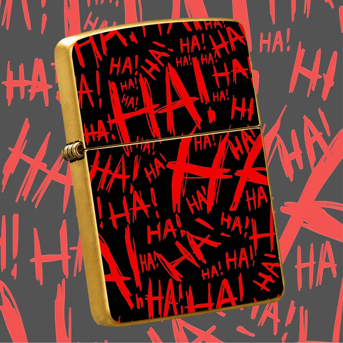 Stylish Fun Red Black Crazy Laugh Graffiti Lighter, Unique Edgy Ha Print Portable Igniter, Versatile For Daily Party Camping Outdoor Activities, Novelty Creative Decorative Lightweight Accessory, Ideal As Thoughtful Gif A Hum