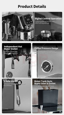 Professional Commercial Semi-Automatic Electric 15 Bar Stainless Steel Vibration Pump Brew System Espresso Machine for Hotel