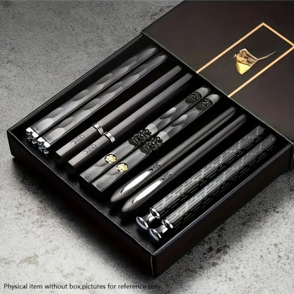 Modern Alloy Chopsticks Set of 8,Non-Slip Tips & Dishwasher Safe, Healthy Alternative to Wood,Upgraded Kitchen Dining Essentials