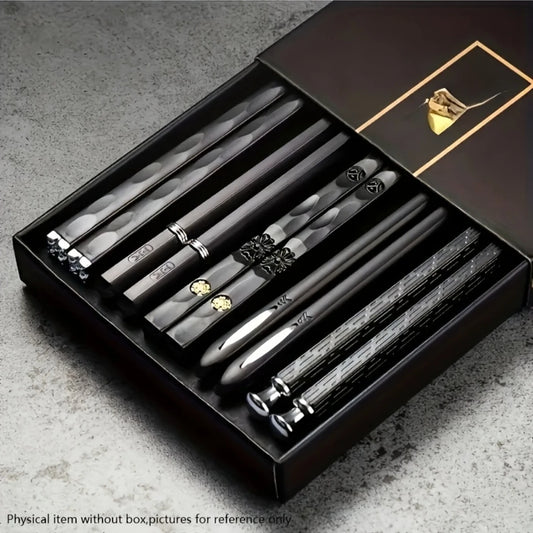 Modern Alloy Chopsticks Set of 8,Non-Slip Tips & Dishwasher Safe, Healthy Alternative to Wood,Upgraded Kitchen Dining Essentials
