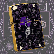 Mystical Tarot Astrology Themed Pocket Lighter, Occult Celestial Esoteric Aesthetic Portable Igniter, Stylish Dark Art Creative Accessory For Daily Use, Rituals, Gifting And Any Scenes, Unique Divination Pattern Exquisi A Hum