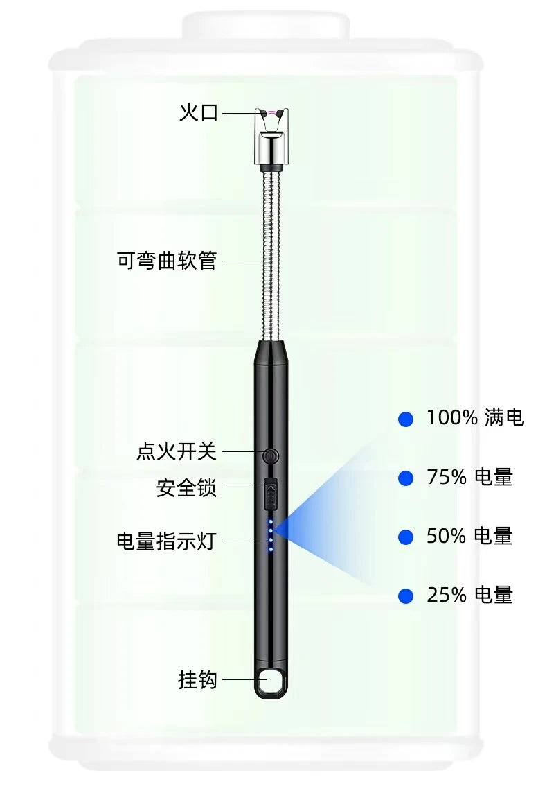 Kitchen USB Electric Arc Lighter Rechargeable Windproof BBQ Flameless Plasma Candle Long Lighters Hose Gas Stove Ignition Gun