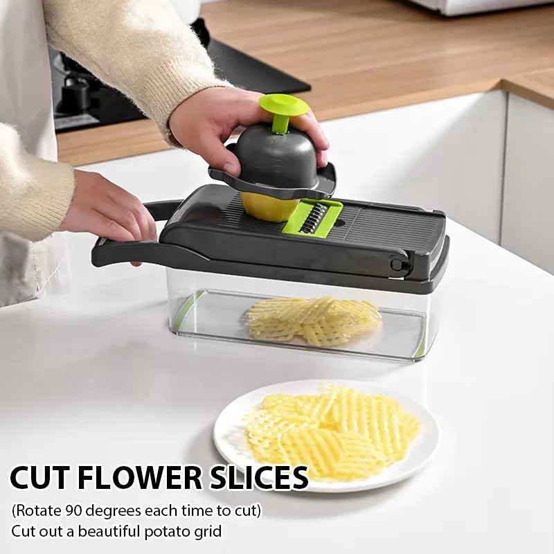 Multifunctional 5 In 1 Handheld Food Chopper Vegetable Slicer Dicer Grater Portable Kitchen Veggie Cutting Prep Tool