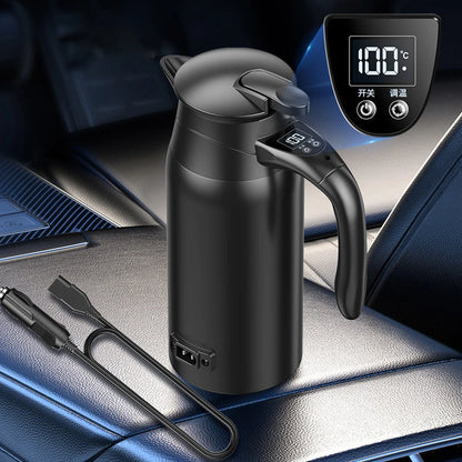 800/1200ML 12/24V Rapid Boiling 304 Stainless Travel Camping Dteel Hot Water Bottle Hot Water Kettle Electric Heating Car Kettle