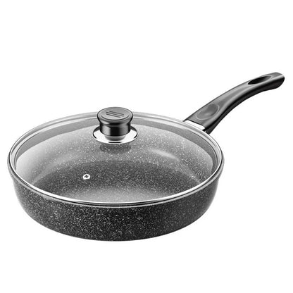 22/24/26/28cm Steak Frying Pan with Glass Lid Stone Skillet Cookware Muliti-Purpose NonStick Kitchen Cooking Tools