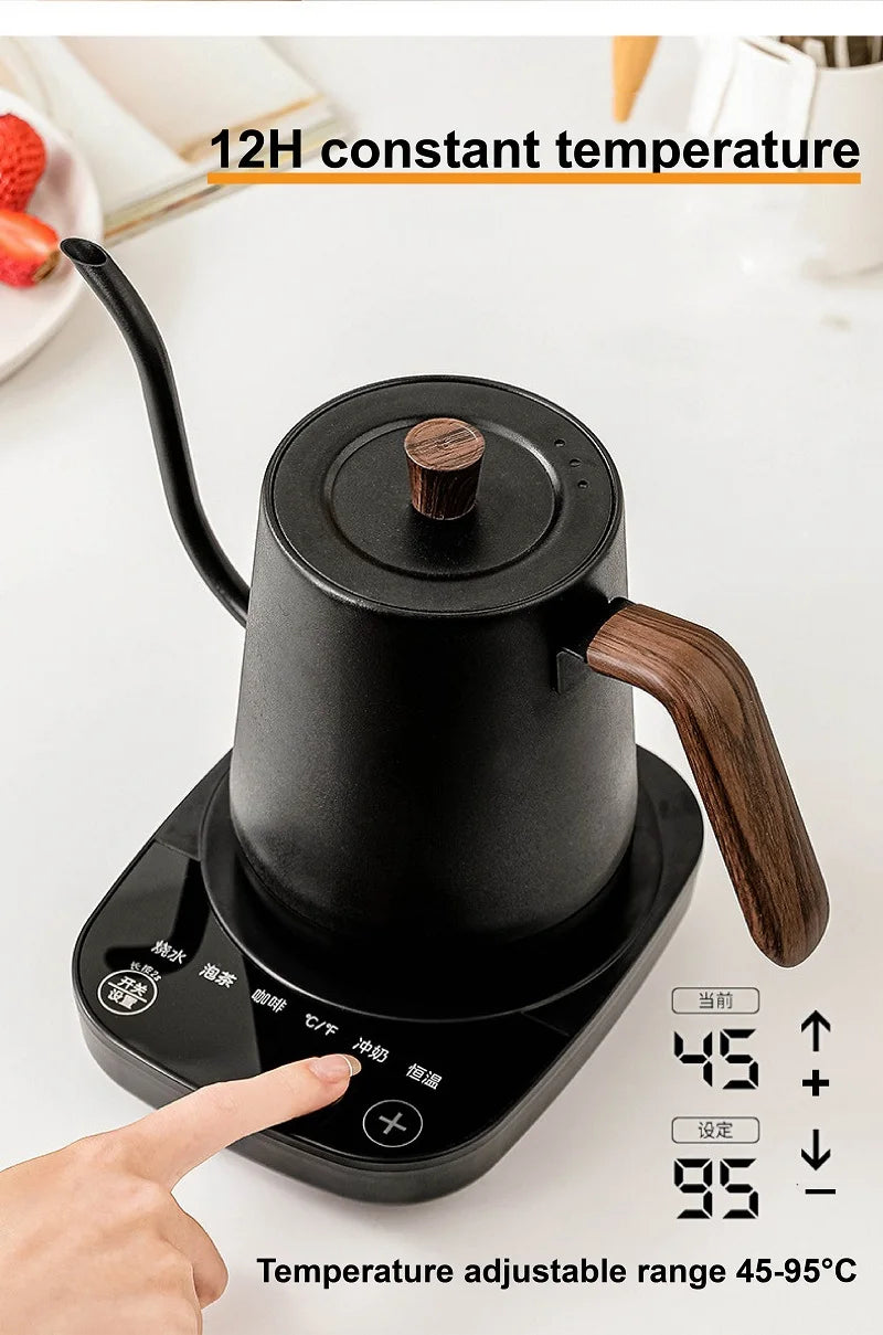 110V/220V Electric Kettle Temperature Control Teapot 304 Stainless Steel Long Mouth Gooseneck Coffee Auto Keep Warm 800ml