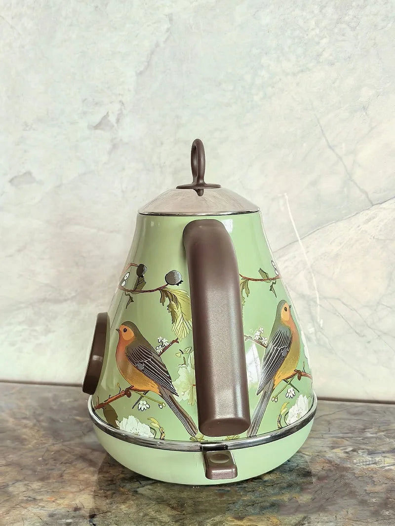 220V Retro Home Electric Kettle 304 Stainless Steel Quick Boiling Kettle Teapot Auto Power Off With Temperature Display 1.7L