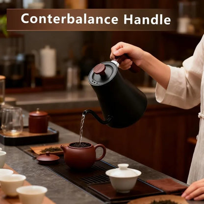 1200W/0.9L Gooseneck Electric Kettle LCD Display Pour Over Kettle for Coffee Tea,Intelligent Temperature Control,Quick Heating