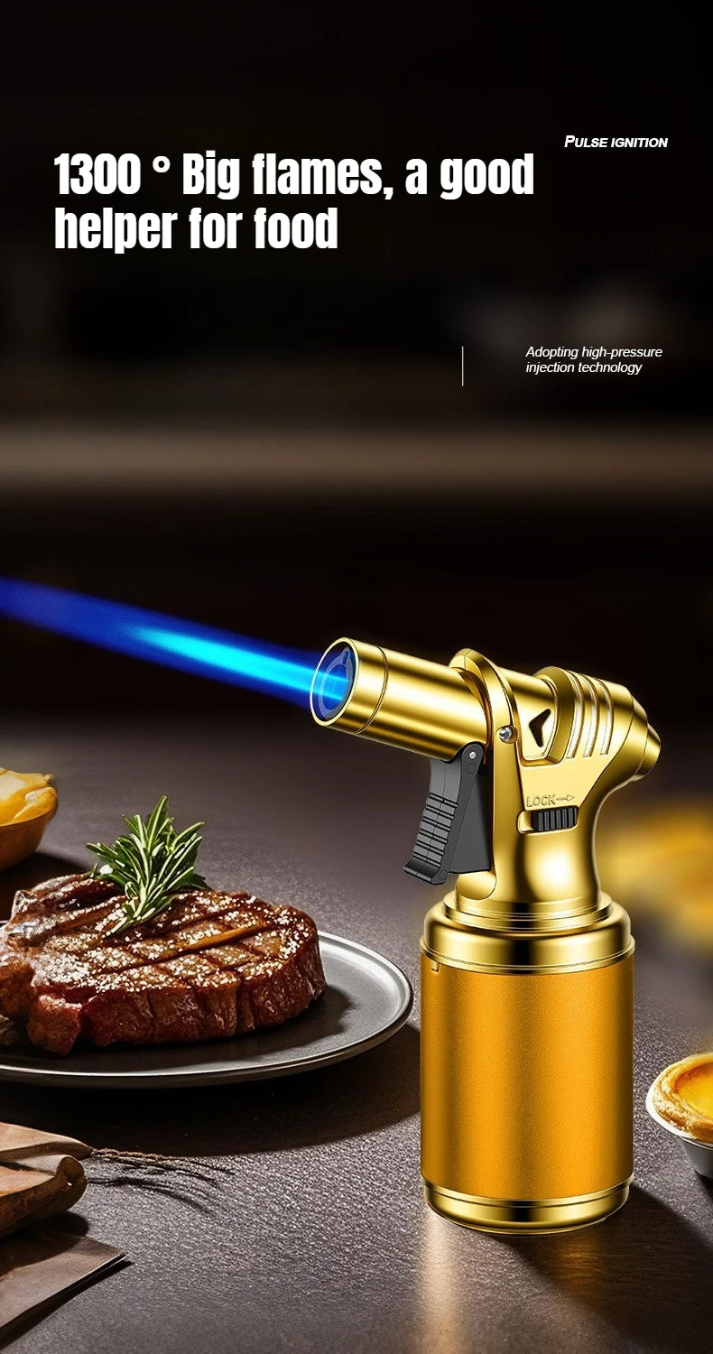 Large-capacity Air Chamber Handheld High-temperature Spray Gun, Inflatable Windproof Lighter, Cigar Barbecue Baking Igniter