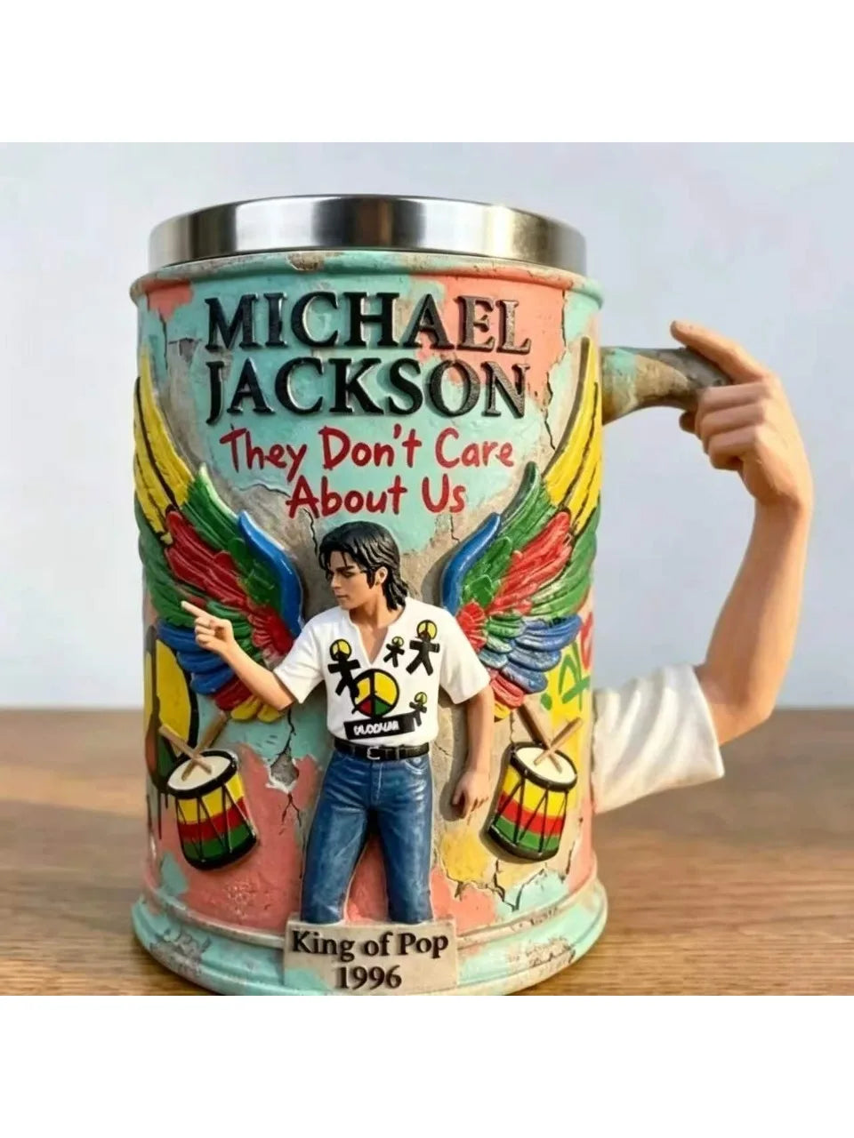 300ml Michael Jackson Beer Mug 304 Stainless Steel Liner Premium Resin Exterior Cup