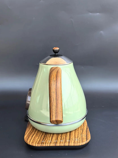 1.7L Vintage Wooden Grain Electric Kettle 304 Stainless Steel Boiling Water Kettle Temperature Control Electric Teapot 220V