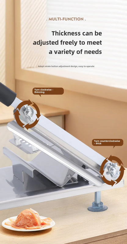 Multi-Functional Manual Meat Slicer - Stainless Steel Home & Commercial Slicing Machine for Lamb, Beef & Frozen Meat Cuts