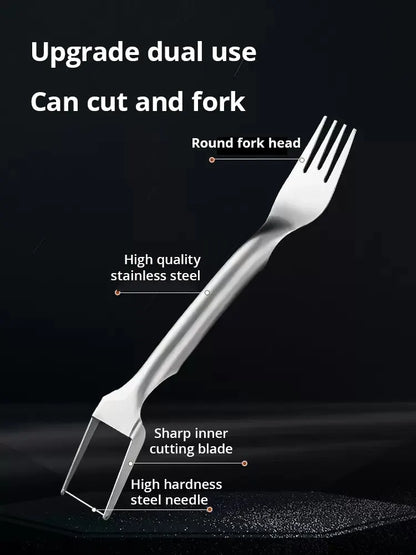 1pc Multi-purpose Portable 2In1 Watermelon Fork Slicer Watermelon Slicer Cutter Knife Stainless Steel Kitchen Fruit Cutting Fork
