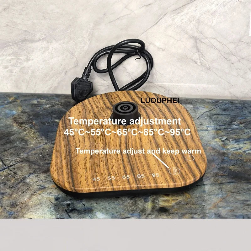 1.7L Vintage Wooden Grain Electric Kettle 304 Stainless Steel Boiling Water Kettle Temperature Control Electric Teapot 220V