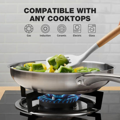 KOCH SYSTEME CS 8inch Frying Pan Stainless Steel Pan for Professional Cooking Uncoated Steak Frying pan omelette pan Induction