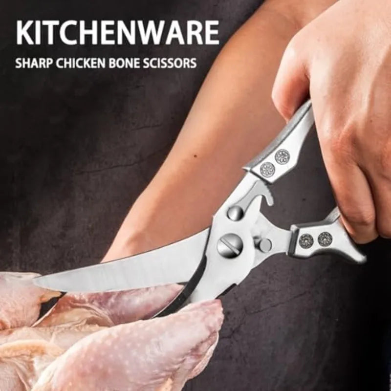 1pc Stainless Steel Kitchen Scissors Multifunctional Chicken Bone Scissors Shear Fish Duck Cut Chef Professional Scissors Knife