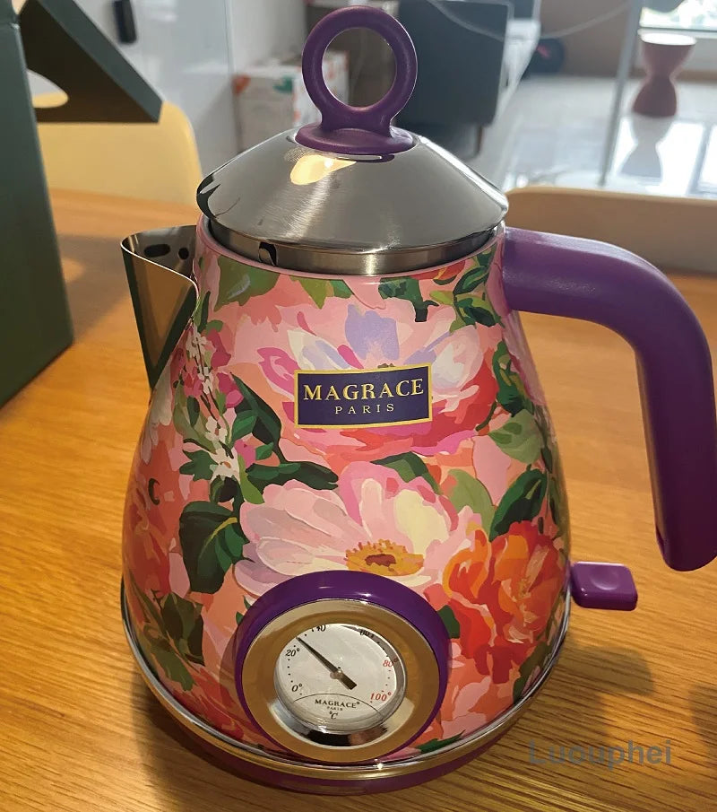 1.7L Retro Electric Kettle 1850W Home Boiling Kettle With Temperature Display Automatic Power Off 304 Stainless Steel Teapot