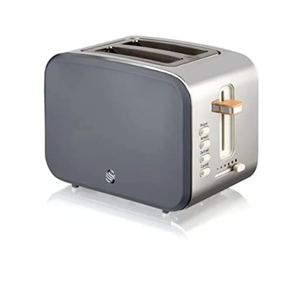 Nordic Toaster 2 Slice with Extra Wide Slots for Bagels Waffles Breads Cancel Defrost and Bagel Function 6 Brown Settings Slate
