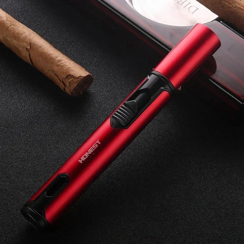 HONEST Metal Windproof Inflatable Lighter Pen Torch Jet Flame Butane Lighter Kitchen Barbecue Candle Camping Men's Small Tool