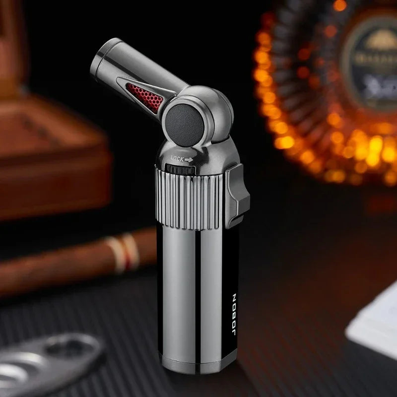 JOBON Folding High Power Spray Gun Windproof Jet Blue Flame Butane Gas Torch Lighter Safety Lock Switch Portable Cigar Lighters