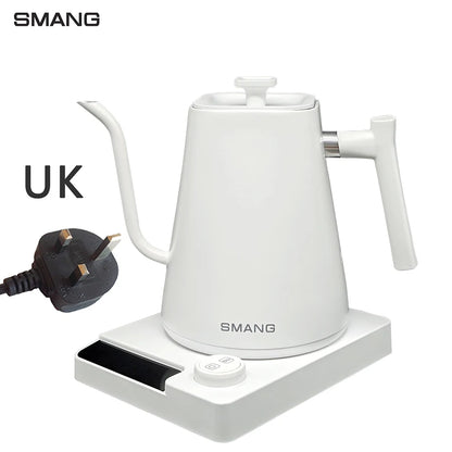SMANG 1200W Gooseneck Electric Kettle 1L Temperature Control Coffee Kettle Pour Over Coffee Kettle Rapid Heating Kettle