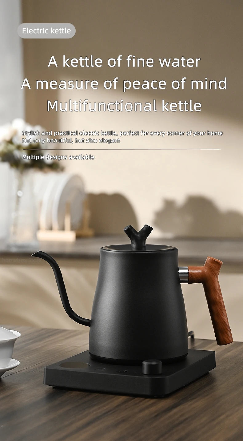 1L 1000W Gooseneck Electric Kettle Smart Teapot with Temperature Control for Precision Hand Brew Coffee Pouring Pot