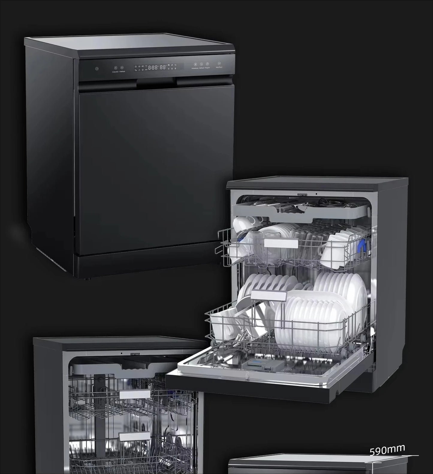 High-efficiency Multi-functional Button Fully Automatic Kitchen Dishwasher with Large Capacity Drying Function