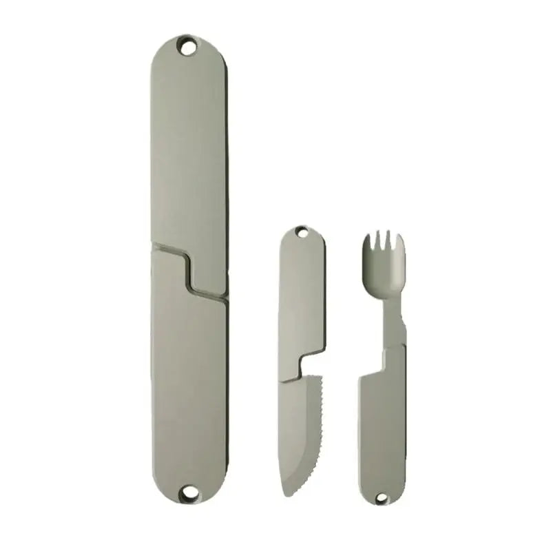 2 In 1 Fork Spoon Outdoor Tableware Multifunction Stainless Steel Flatware Camping Hiking Picnic Utensils Set Combo For Outdoor