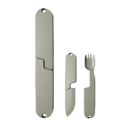 2 In 1 Fork Spoon Outdoor Tableware Multifunction Stainless Steel Flatware Camping Hiking Picnic Utensils Set Combo For Outdoor