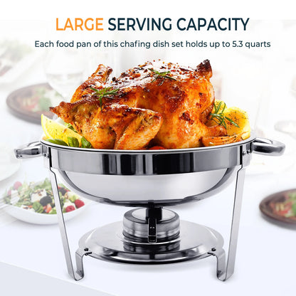 1/2/4 Pack Stainless Steel Chafing Dish Buffet Set 5L Round Chafers Buffet Food Warmers BBQ Party 316 For Parties Events Wedding