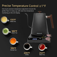 SMANG 1200W Gooseneck Electric Kettle 1L Temperature Control Coffee Kettle Pour Over Coffee Kettle Coffee and Tea Kettle