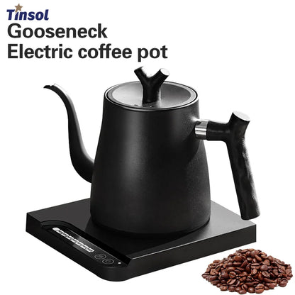 TINSOL 1L Electric Gooseneck Kettle, Manual Brewing Coffee Pot, Smart Teapot, Temperature Control Kettle, 1200W Fast Heating