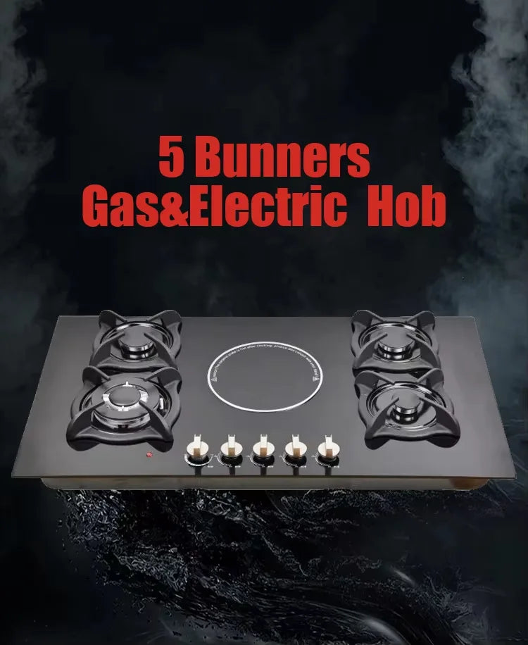 High Quality Cooktop 4 Gas 1 Single Electric  Ceramic Hob Built in Induction and Gas Stove