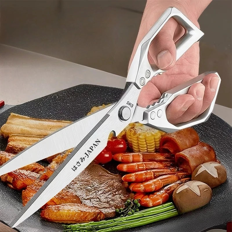 Extended Stainless Steel Kitchen Scissors Heavy-duty Barbecue Scissors Steak Shears,Multi-purpose Chicken Bone Scissors