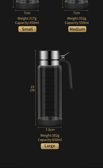 Oil bottle glass Oil pot leakproof Tank Kitchen soy sauce Bottles Vinegar Pots Seasoning Tool Set Of Household Flip Lid