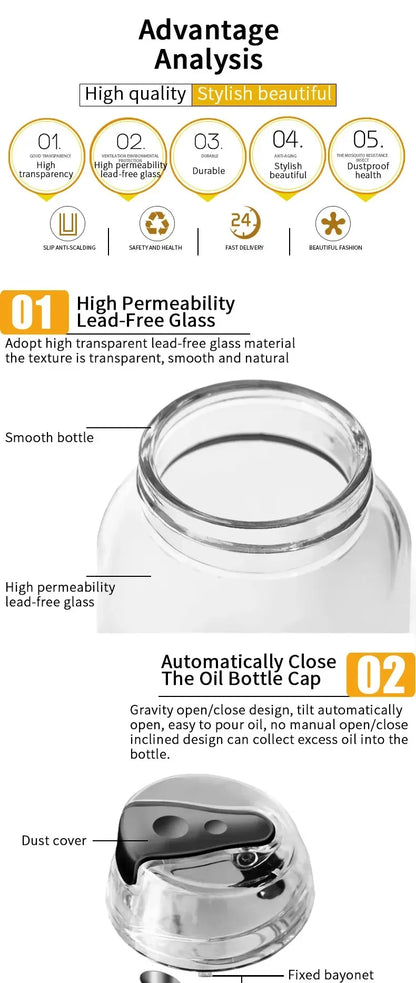 2PCS Oil Dispenser Sauce Bottle Glass Storage Bottles Spice Glass Oil Spray Vinegar Cooking Seasoning Bottle  Kitchen Tools