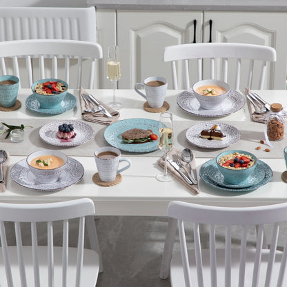 vancasso 16/32 Ceremic Plates Dinner Set Stoneware Tableware Set with 4PCS Dinner Plate/Dessert Plate/Bowl/Mug for 4 Person