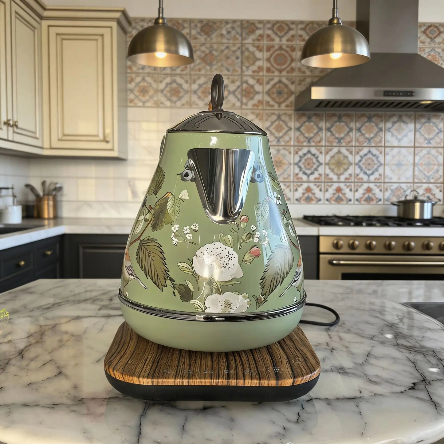 1.7L Home Retro Electric Kettle 304 Stainless Steel Boiling Water Kettle Temperature Control Teapot Automatic Keep Warm 1850W