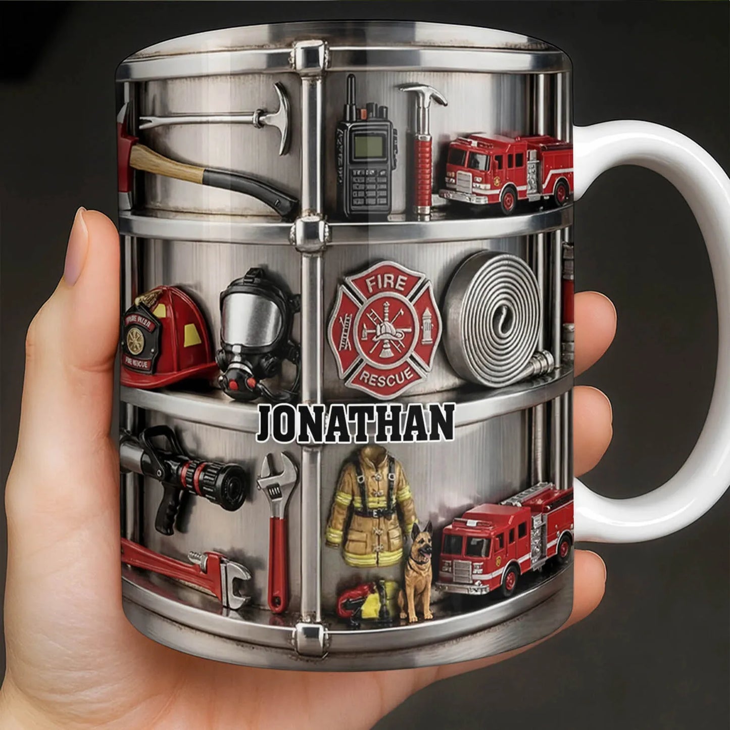 Fireman Custom Name Ceramic Mug Firefighter Themed Coffee Cup Personalized Gift for Fire Department