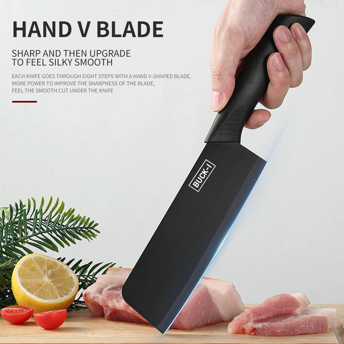 3-5PCS black stainless steel kitchen knife set, including a full set for kitchen, dormitory, household use, chef's knife, fr