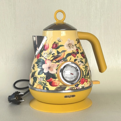 1850W Retro Printed Paint Electric Kettle With Temperature Display 304 Stainless Steel Boiling kettle Teapot Auto Power Off 1.7L