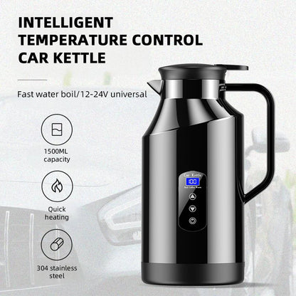 12V 24V Portable Car Hot Kettle 1200mL/1500mL Large Capacity 304 Stainless Steel Thermos Water Bottle Travel For Tea Coffee
