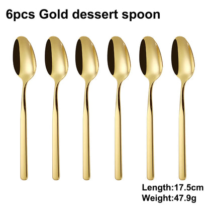 4/6/12/16/18/20/24Pcs Gold Cutlery Set Stainless Steel 304 Tableware Elegant Western Knife Fork Spoon Mirror Dinner Set